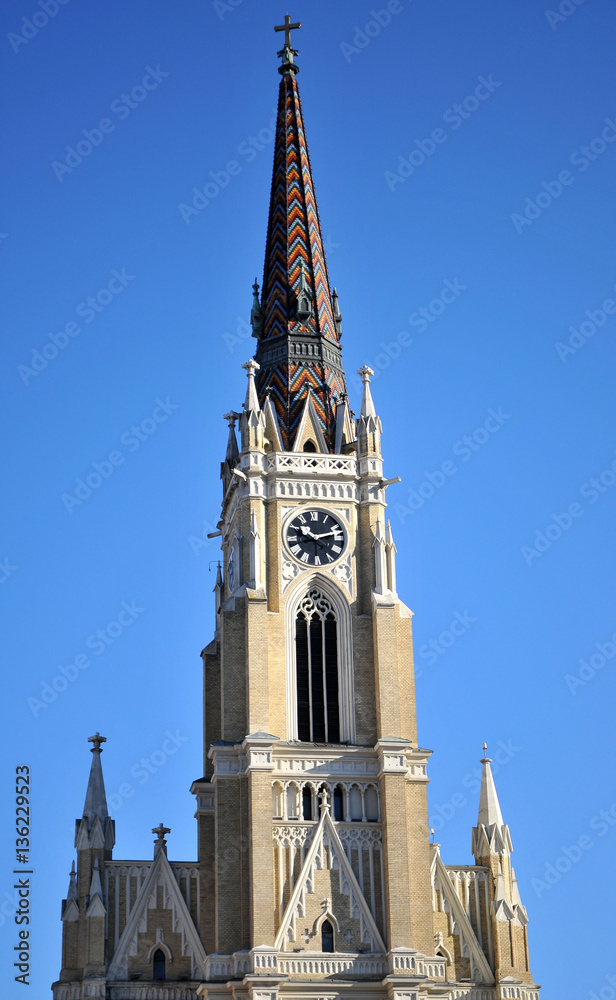 The important historic cathedral in the center of the provincial capital of Vojvodina, Novi Sad, Serbia