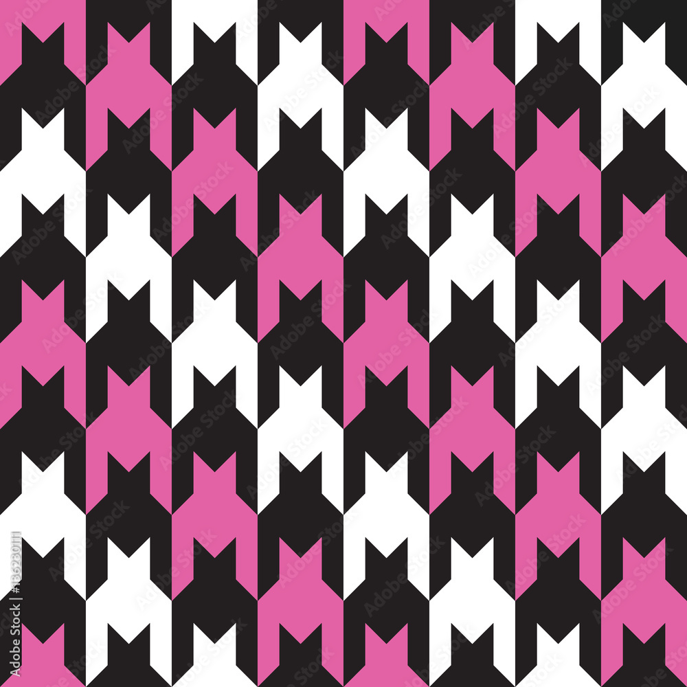 Fotografie Diagonal Houndstooth in Pink and Black