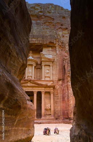 Ancient abandoned rock city of Petra in Jordan tourist attraction