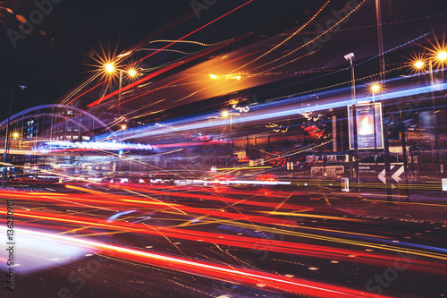 Car traffic light trails in Central London © Tom Eversley