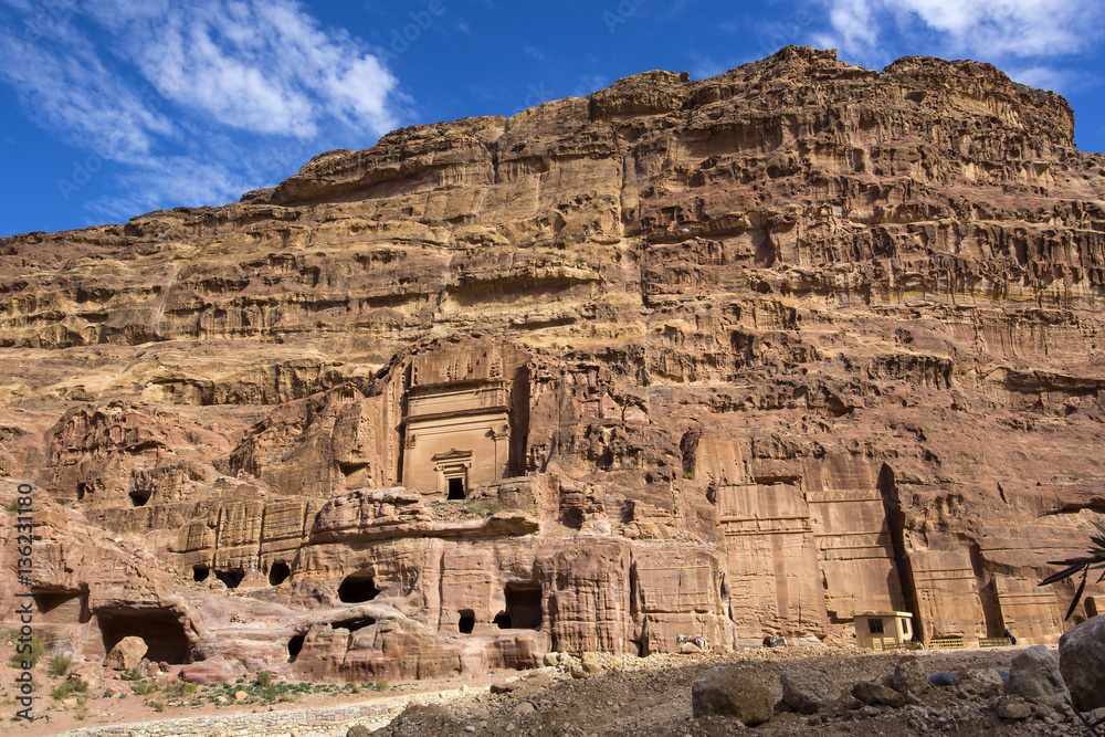 Ancient abandoned rock city of Petra in Jordan tourist attraction