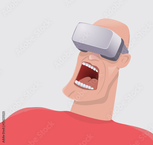 Man terrified by virtual reality.