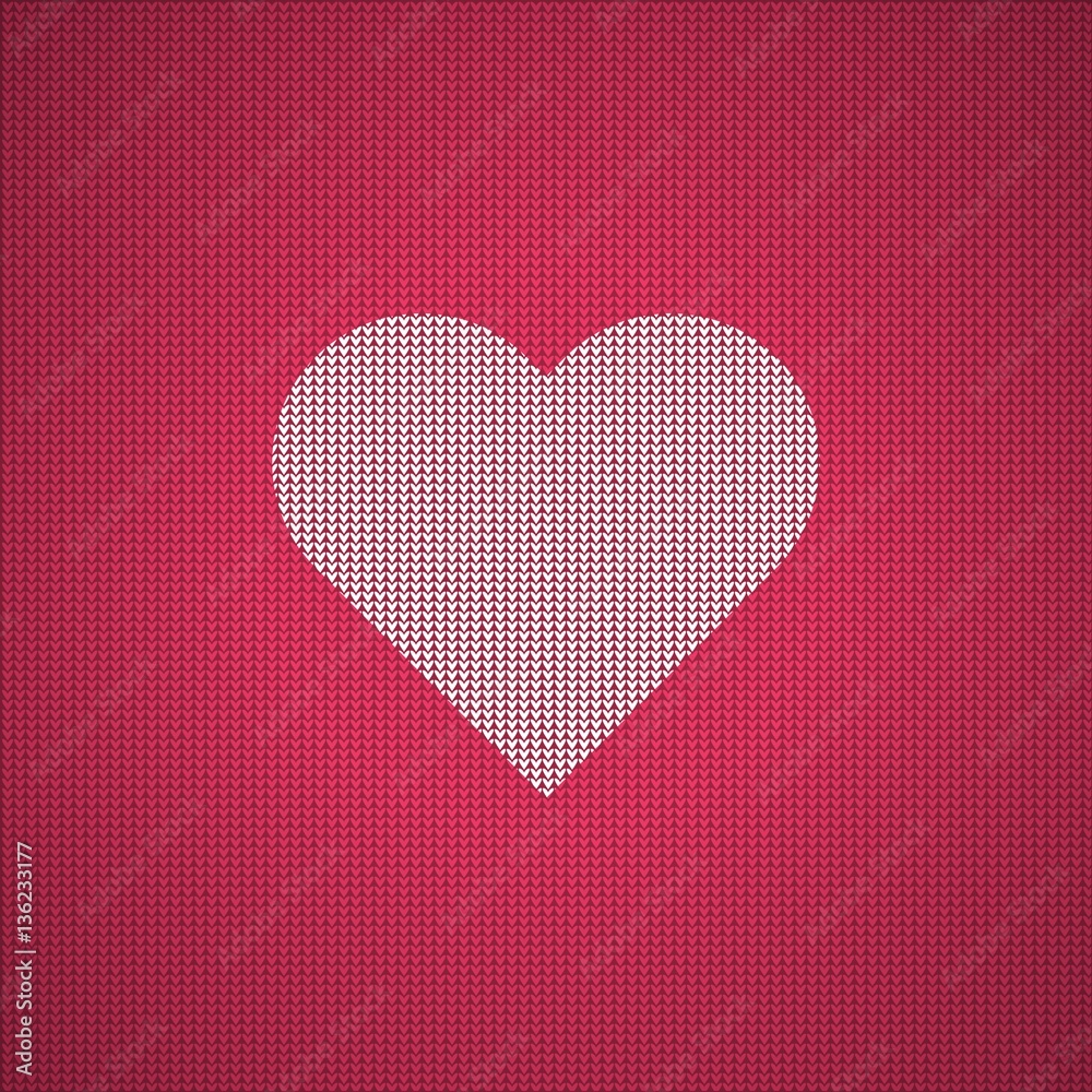 Heart icon in red jumper pattern. Concept of relationships