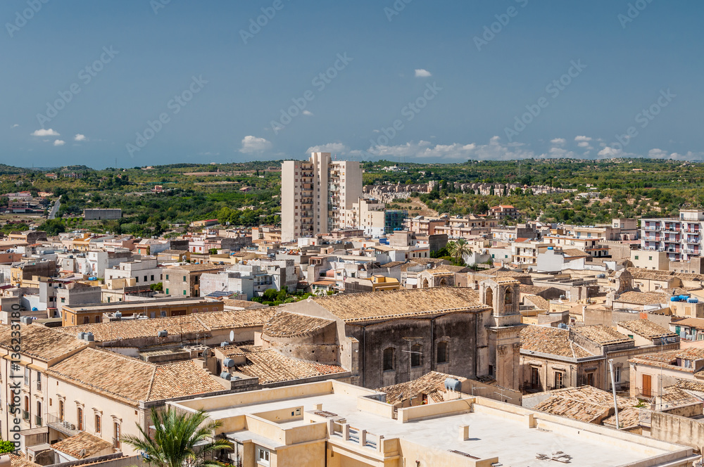 Panoramic view of the Noto city in Sicily