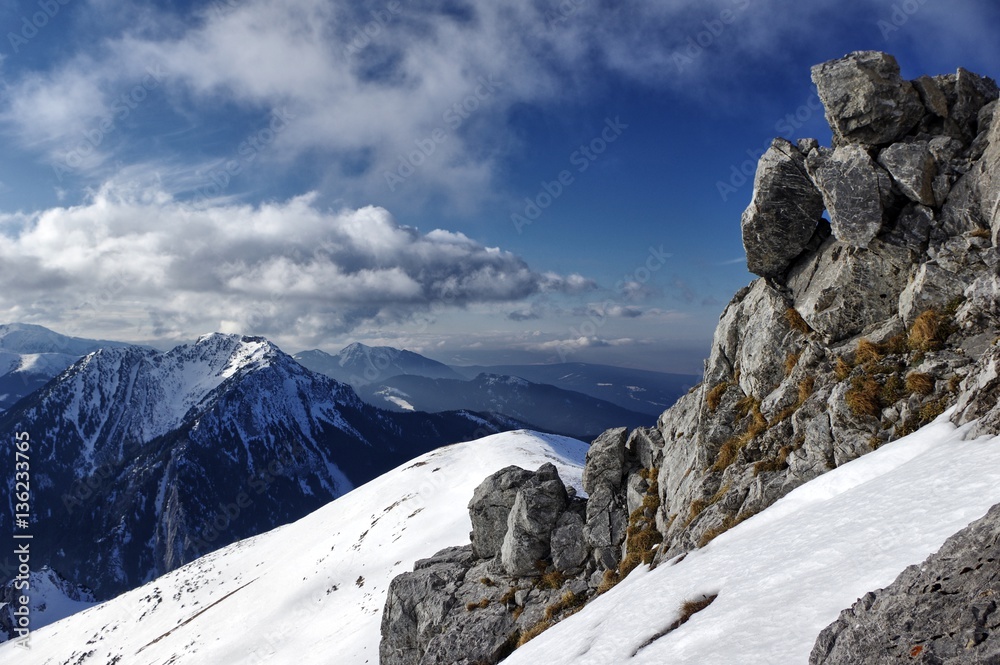 Fototapeta premium Winter mountains with clouds - Tatra mountains - Poland