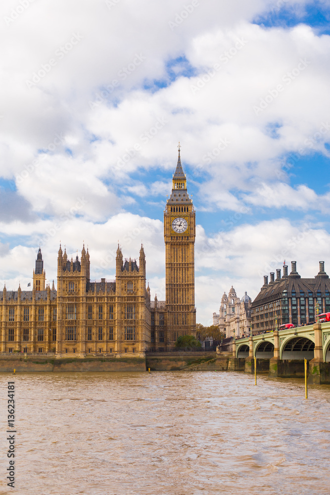 Big Ben and Houses of Parliament, London, UK, portrait