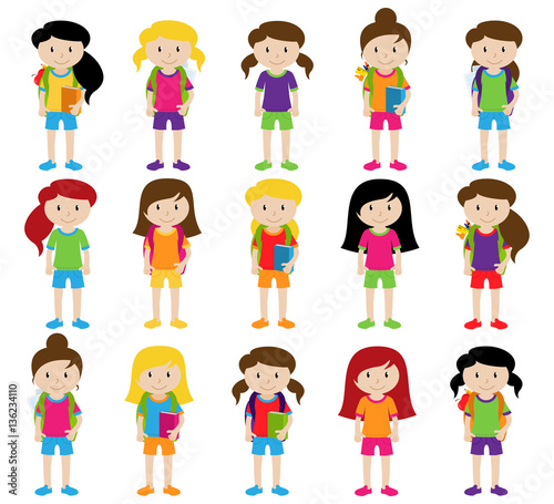 Collection of Cute and Diverse Vector Format Female Students or Graduates