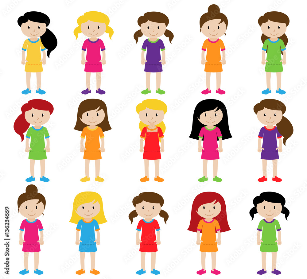Collection of Cute and Diverse Vector Format Female Students or Graduates
