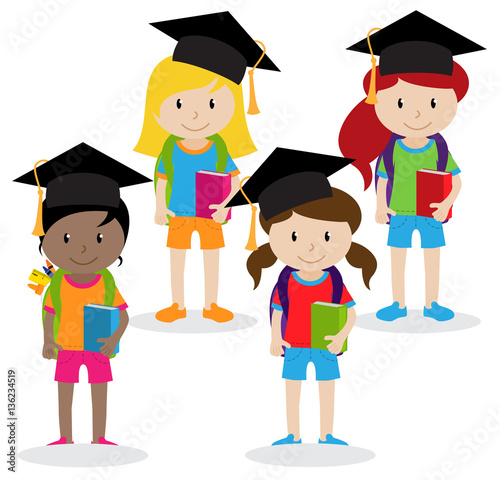 Collection of Cute and Diverse Vector Format Female Students or Graduates
