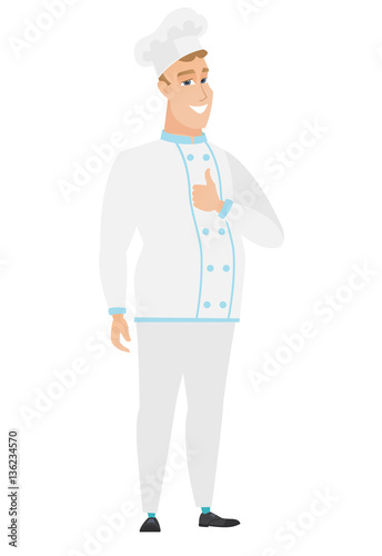Chef cook giving thumb up vector illustration.