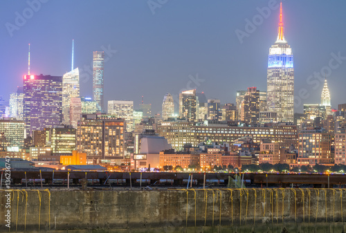 Manhattan night lights - New York skyline