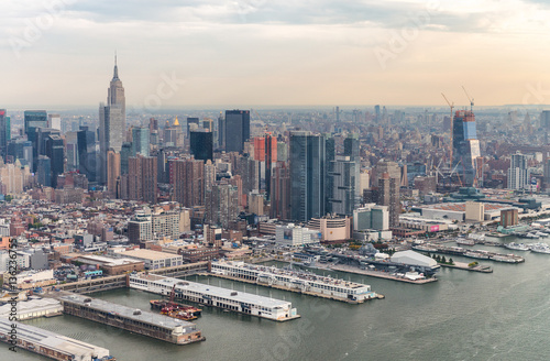 Helicopter view of New York City along Hudson river © jovannig