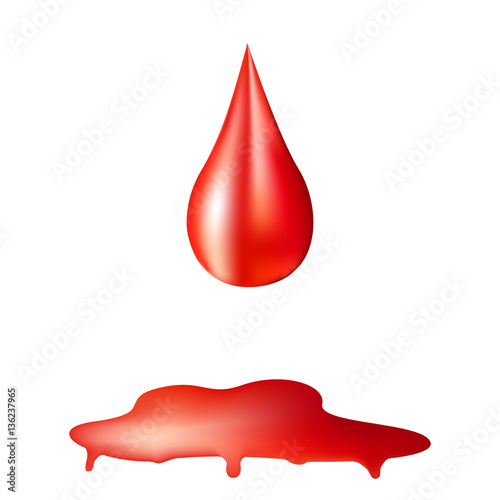 Blood drop fall down on the pool of blood