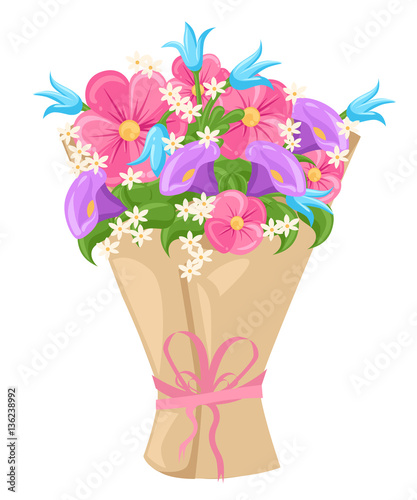 Vector Happy women's day. Beautiful wedding bouquet isolated White background. Vector illustration
