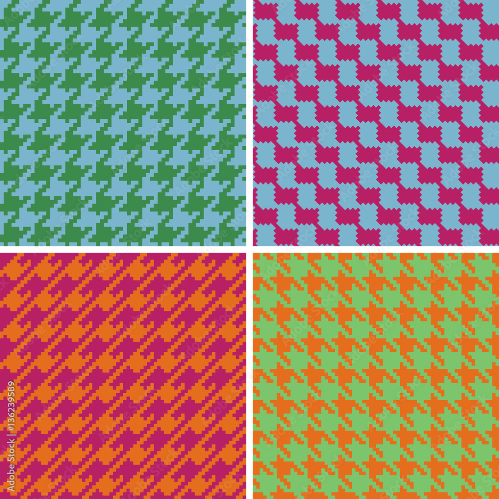 Pixel Houndstooth Patterns in Retro Brights Pixel Houndstooth Patterns in Retro Brights