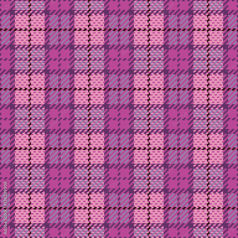 Pixel Plaid in Magenta and Violet