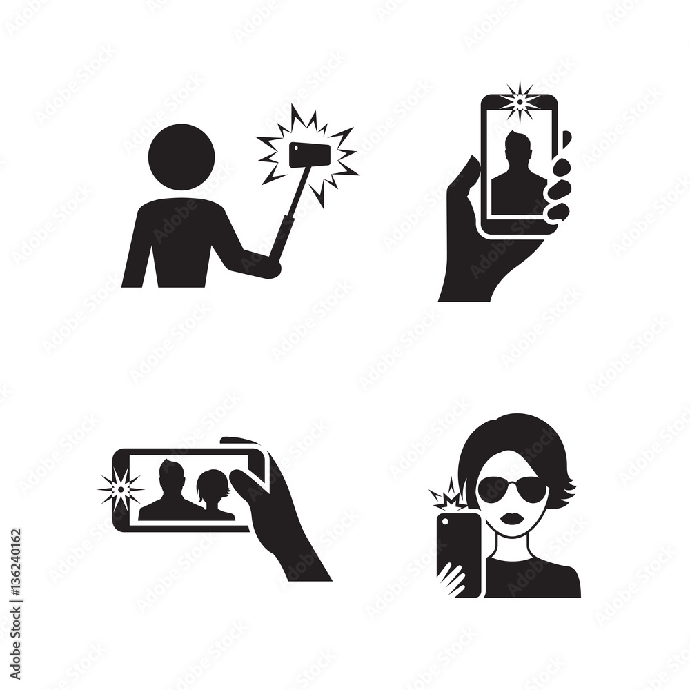 Selfie Icons Set Stock Vector Adobe Stock