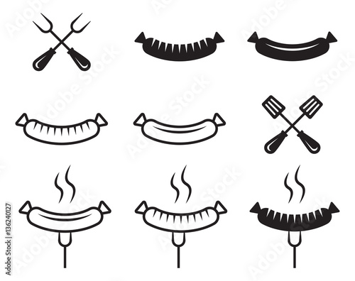 Sausage icons set
