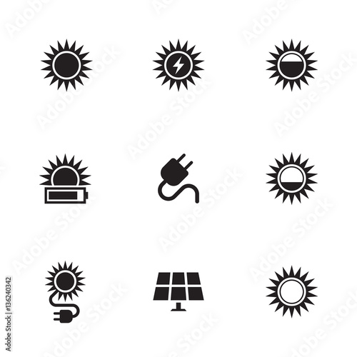 Solar energy icons set