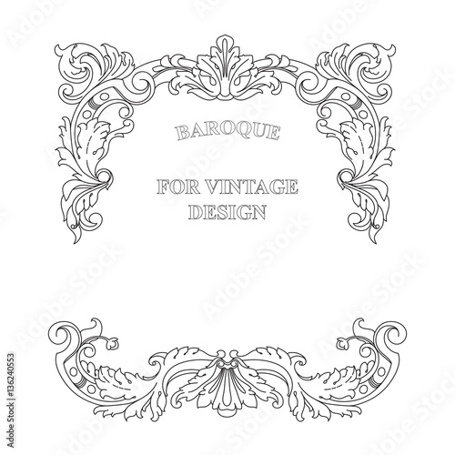 Vector frame with floral ornament on white background.