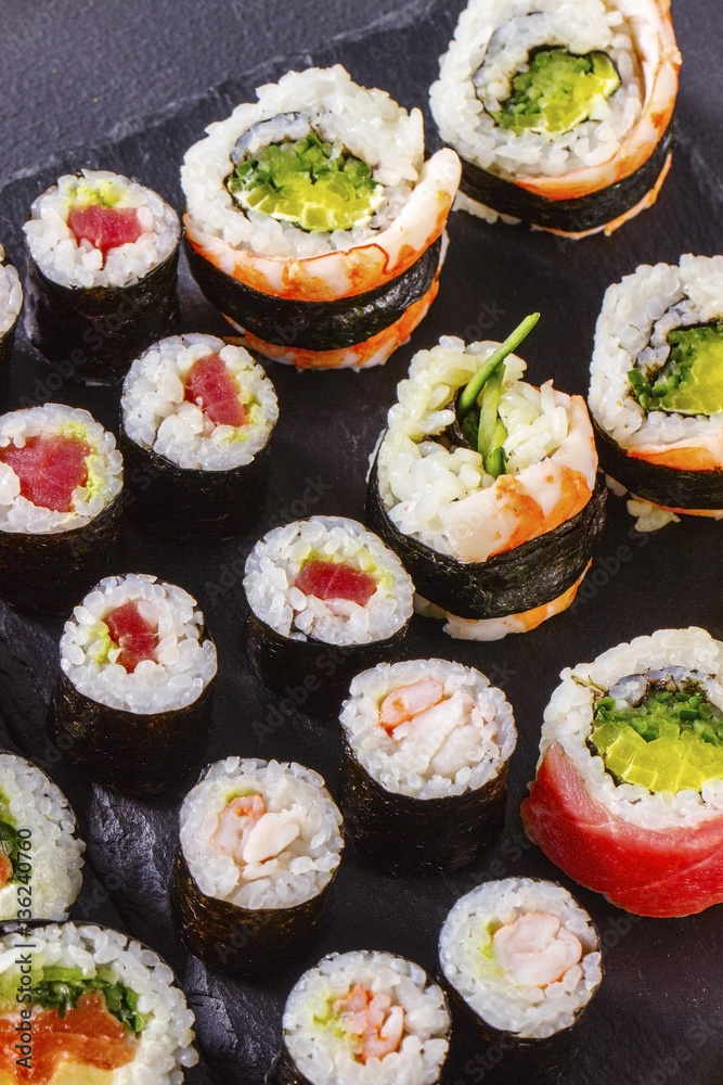 Sushi rolls closeup