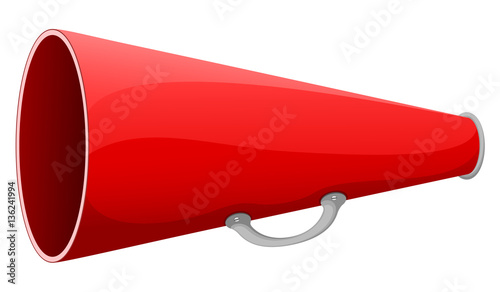 Vector illustration of a red bullhorn.