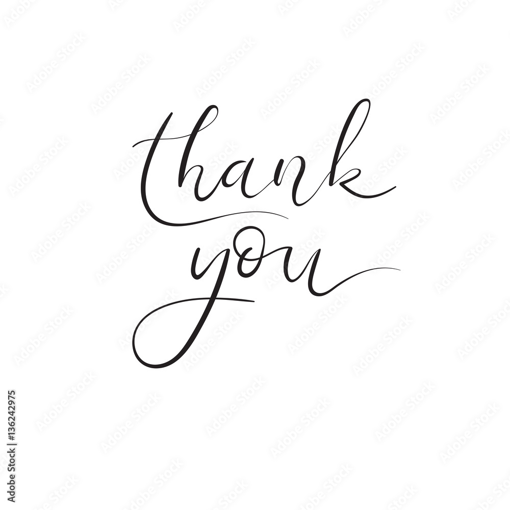Thank You hand lettering inscription. Thank You Modern Calligraphy. Thank You Greeting Card. Vector Illustration. Isolated on White Background. Brush Painted Letters.