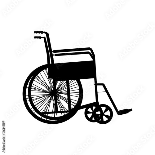 Wheelchair silhouette isolated on white, vector illustration