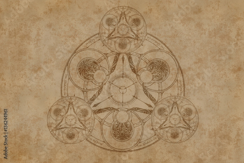 Esoteric background. Backdrop for magic, astrology, alchemy.