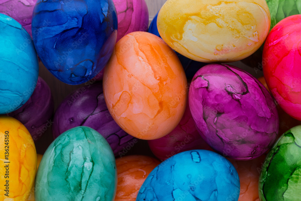 Easter eggs painted in colors on a white background. Easter eggs painted in colors on a white background.