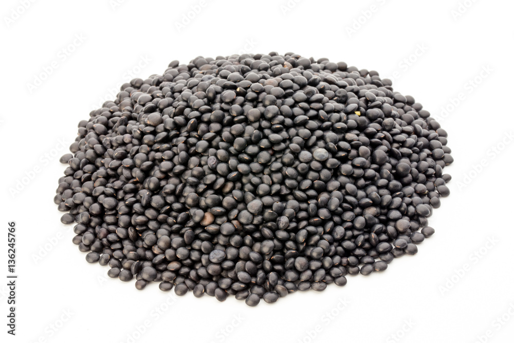 Lentin beluga. Black Lentins.Isolated on the white background.