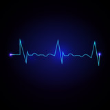 Vector Illustration of a Cardiac Frequency on dark blue background