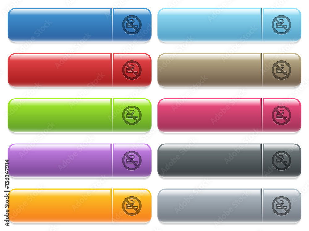 No smoking sign icons on color glossy, rectangular menu button No smoking sign icons on color glossy, rectangular menu button