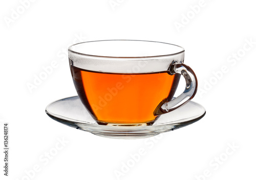 glass cup of tea on a wooden background