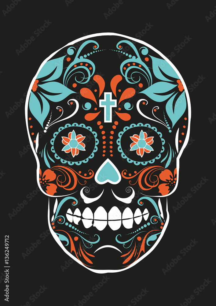 pared testimonio Basura skull calavera mexicana vector de Stock | Adobe Stock