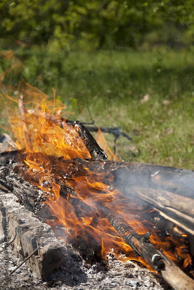 Burning bonfire and logs at night Burning bonfire and logs at night