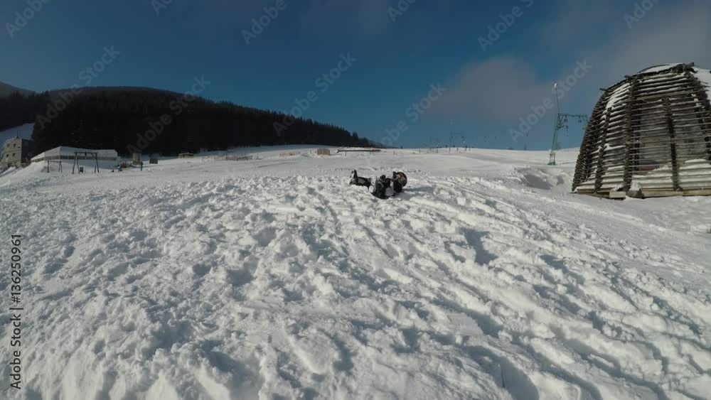 Enjoying the winter.
Two boys playing together in the snow. Enjoying the winter.
Two boys playing together in the snow.