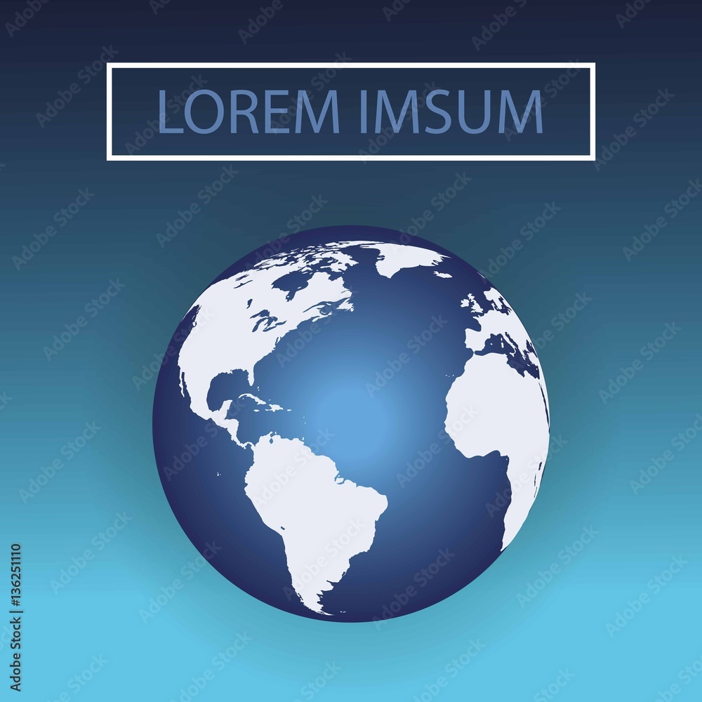 World globe vector illustration. South and North America. blue planet, vector background World globe vector illustration. South and North America. blue planet, vector background