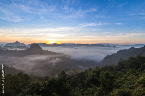 mountains in morning clounds in Mae Hong Son 07