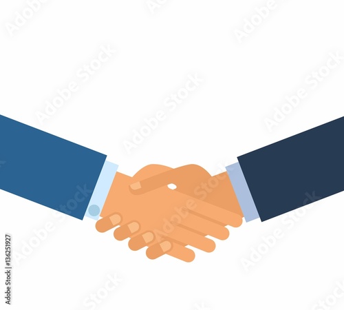 Business handshake for deal and teamwork concept. the international cooperation. shaking hands on a white background  vector illustration