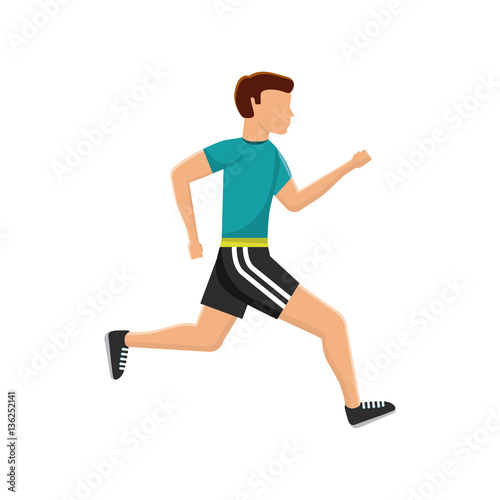 man exercising cartoon icon over white background. colorful design. vector illustration