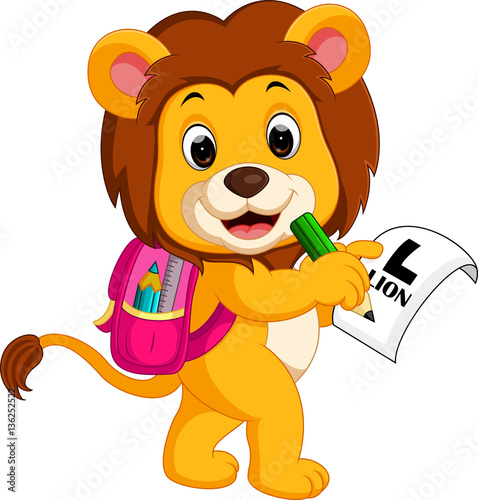 Fototapeta Naklejka Na Ścianę i Meble -  lion going to school
