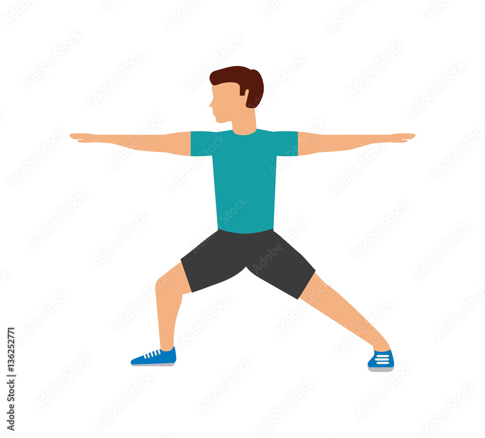 man exercising cartoon icon over white background. colorful design. vector illustration