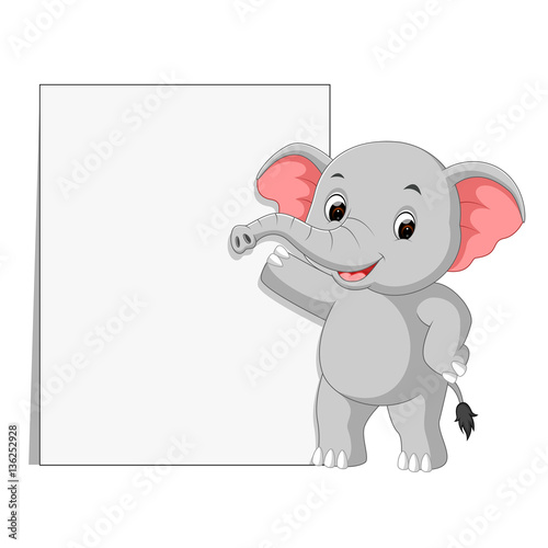cute elephants with blank sign