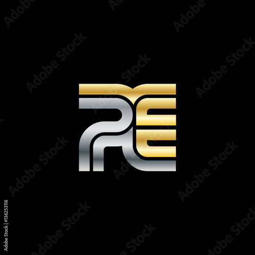 Initial Letter PE Linked Design Logo