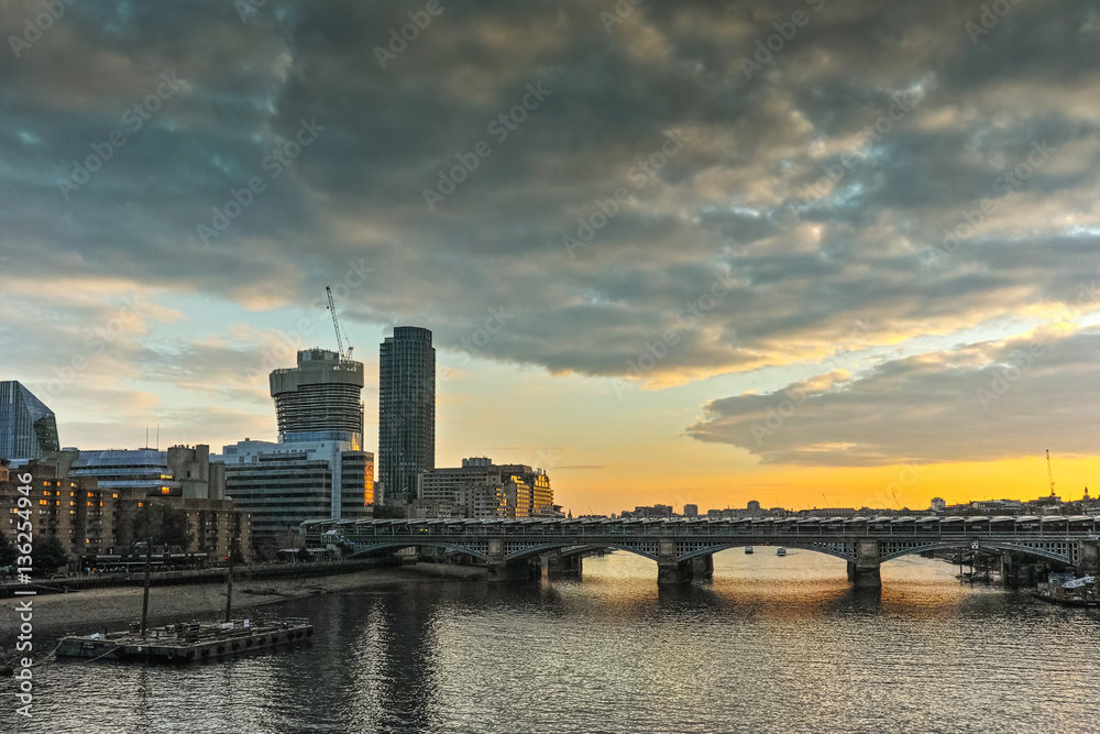 Sunset panorama of city of London and Thames river, England, Great Britain Sunset panorama of city of London and Thames river, England, Great Britain