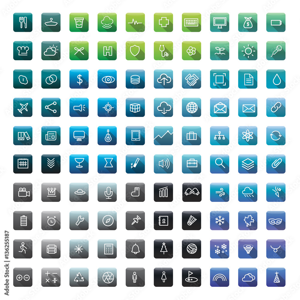 Icon Collection Vector Application Content Concept Icon Collection Vector Application Content Concept