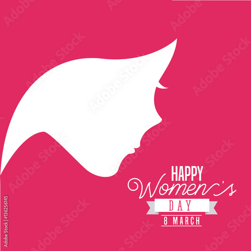 happy womens day card with woman profile icon. colorful design. vector illustration