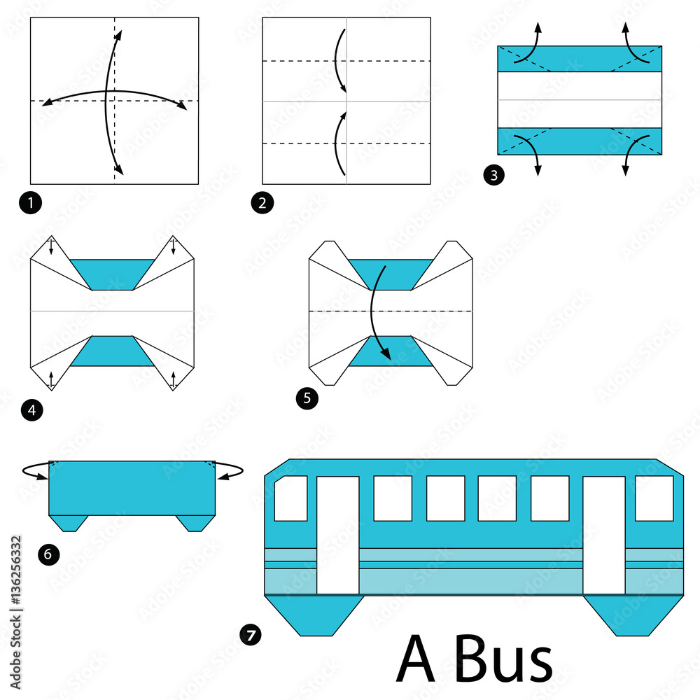 step-by-step-instructions-how-to-make-origami-a-bus-stock-vector