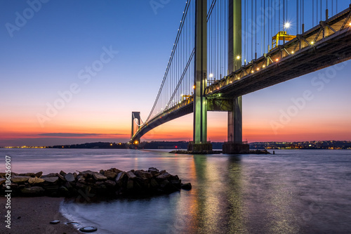 Verrazano-Narrows bridge in Brooklyn and Staten Island at dusk photo